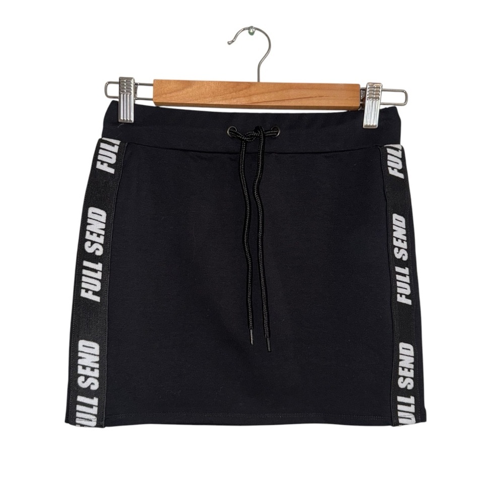 Full Send Nelk Boys Black Mini‎ Skirt with White Stripes